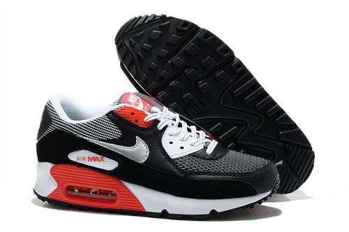 Nike Air Max 90 Womenss Shoes New Special Black White Red Silver Uk